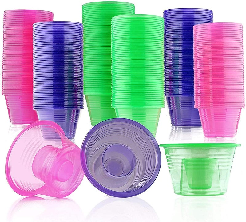 MATANA 150 Neon Bomb Cups 3.75oz with 1oz Inner Cup - Sturdy and Reusable Plastic Shot Glasses - Disposable Plastic Shot Cups for Parties, Bomb Shots - Image 1